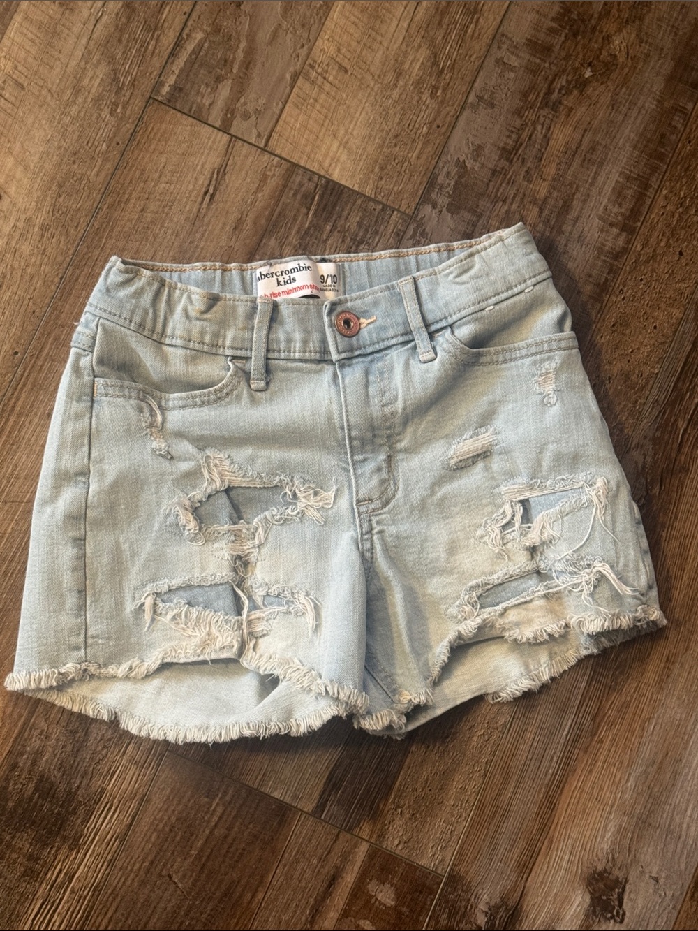 Abercrombie & Fitch Light Blue Distressed Denim Shorts